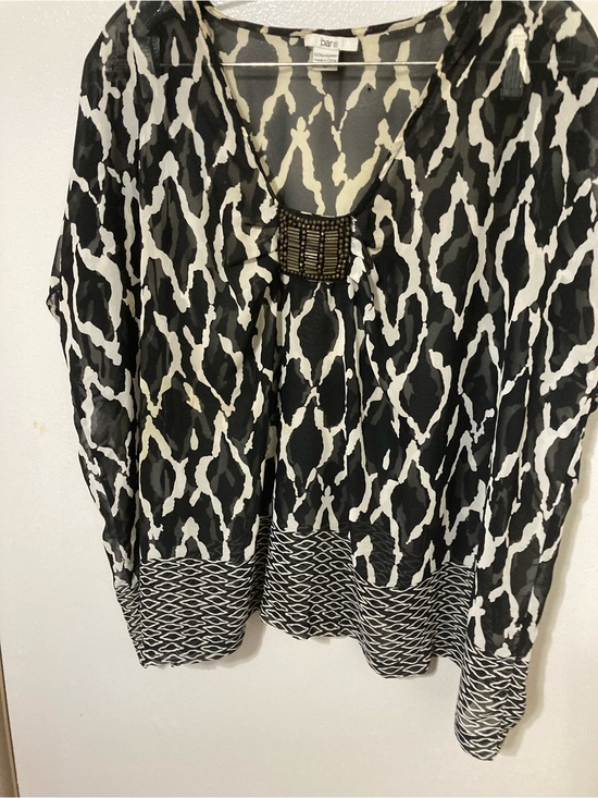 Bar III Tops - Bar III Black and White Beaded Neck Tunic